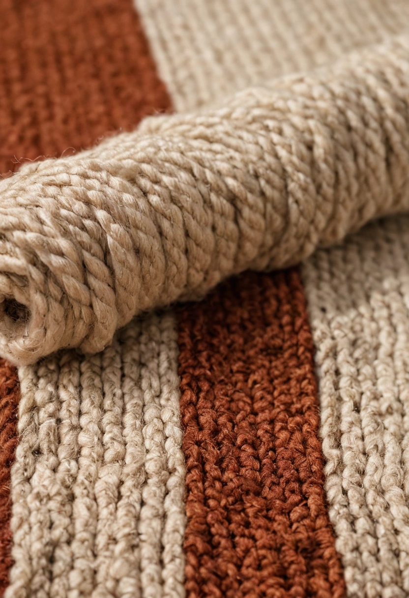Vertical close-up of a hand-knotted wool rug pile with sheared tips and visible knot collars